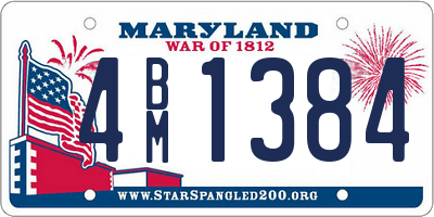 MD license plate 4BM1384