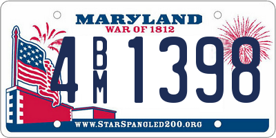 MD license plate 4BM1398