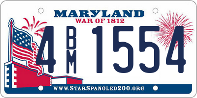 MD license plate 4BM1554