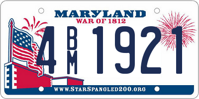 MD license plate 4BM1921