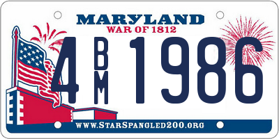 MD license plate 4BM1986