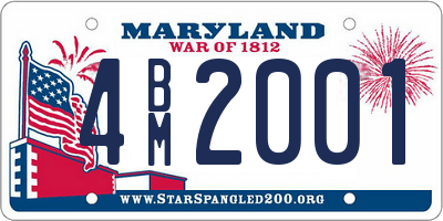 MD license plate 4BM2001