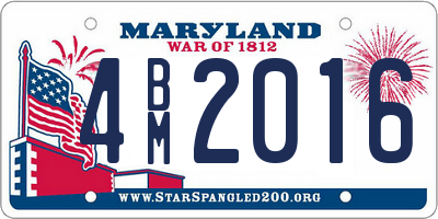 MD license plate 4BM2016