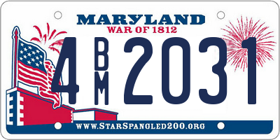 MD license plate 4BM2031