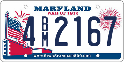 MD license plate 4BM2167