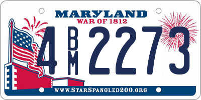 MD license plate 4BM2273