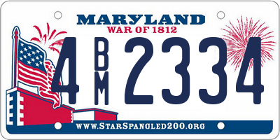 MD license plate 4BM2334