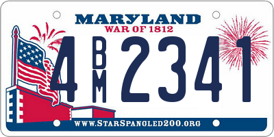 MD license plate 4BM2341