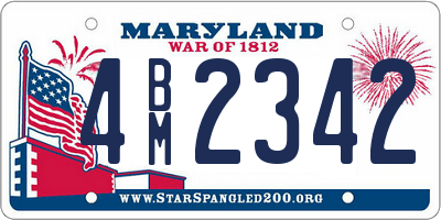 MD license plate 4BM2342