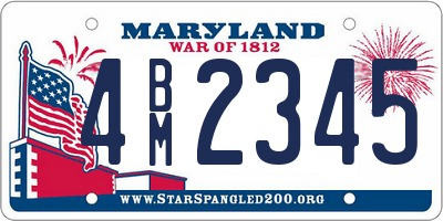 MD license plate 4BM2345