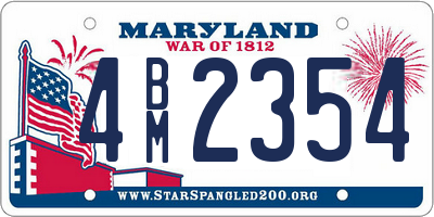 MD license plate 4BM2354