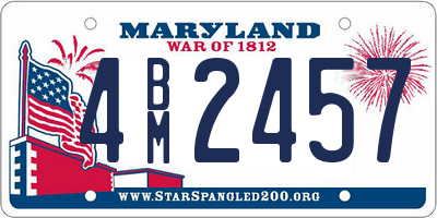 MD license plate 4BM2457