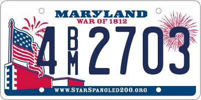 MD license plate 4BM2703