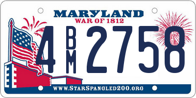 MD license plate 4BM2758