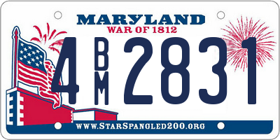 MD license plate 4BM2831
