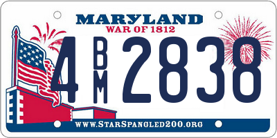 MD license plate 4BM2838