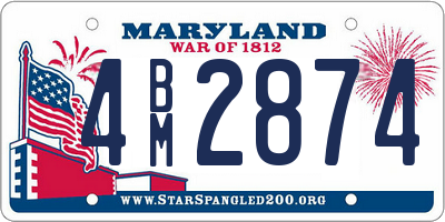 MD license plate 4BM2874