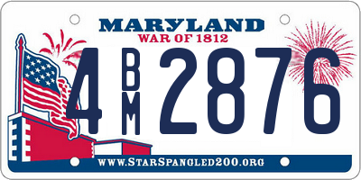 MD license plate 4BM2876