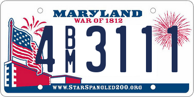 MD license plate 4BM3111