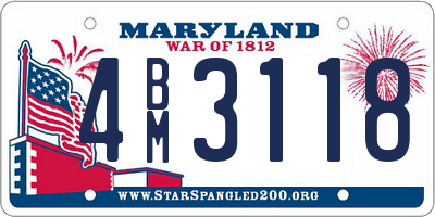 MD license plate 4BM3118