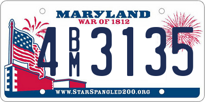 MD license plate 4BM3135