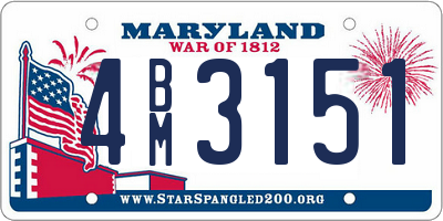 MD license plate 4BM3151
