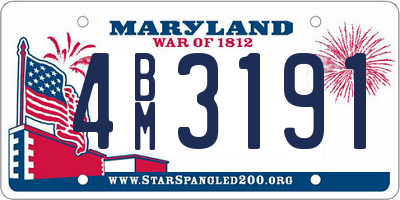 MD license plate 4BM3191