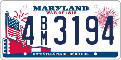 MD license plate 4BM3194
