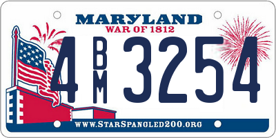 MD license plate 4BM3254
