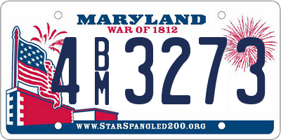 MD license plate 4BM3273