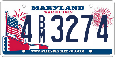 MD license plate 4BM3274
