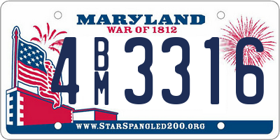 MD license plate 4BM3316