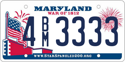 MD license plate 4BM3333