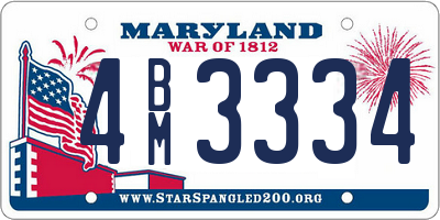 MD license plate 4BM3334
