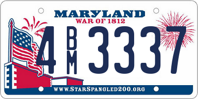 MD license plate 4BM3337