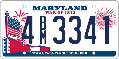 MD license plate 4BM3341