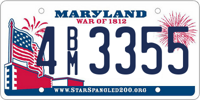 MD license plate 4BM3355