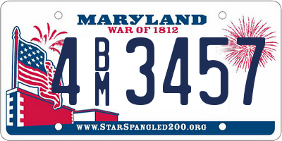 MD license plate 4BM3457