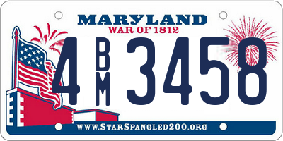 MD license plate 4BM3458