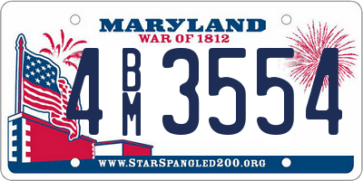 MD license plate 4BM3554