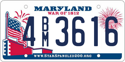 MD license plate 4BM3616