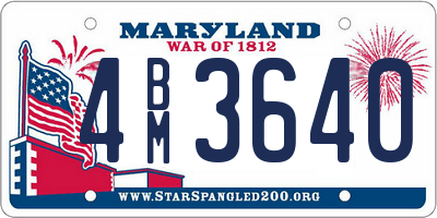 MD license plate 4BM3640