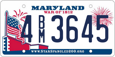 MD license plate 4BM3645