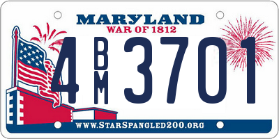 MD license plate 4BM3701