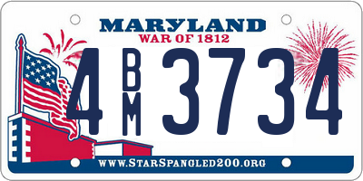 MD license plate 4BM3734