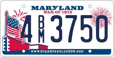 MD license plate 4BM3750
