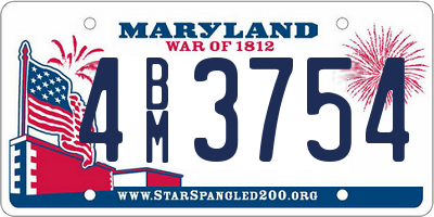 MD license plate 4BM3754