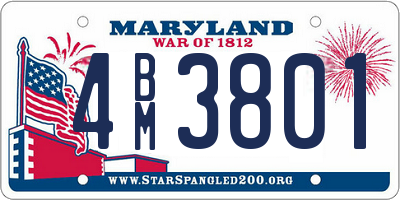 MD license plate 4BM3801