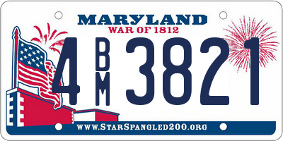 MD license plate 4BM3821