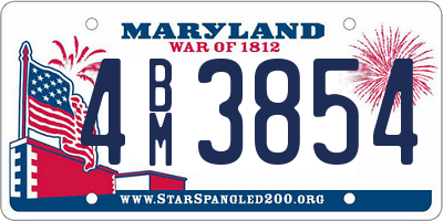 MD license plate 4BM3854